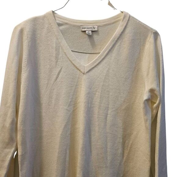 Susan Graver Off White V Neck Sweater Size S - Picture 3 of 8